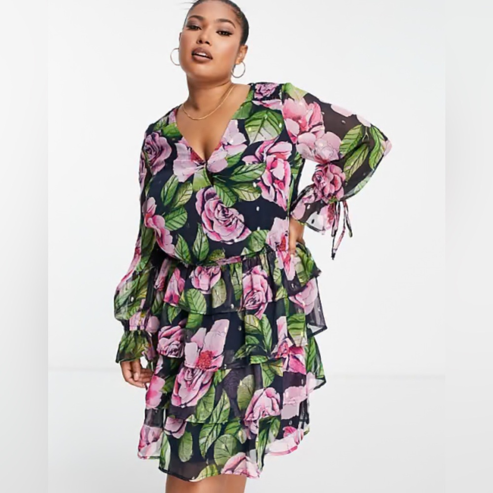 River Island Navy Floral Dress NWT